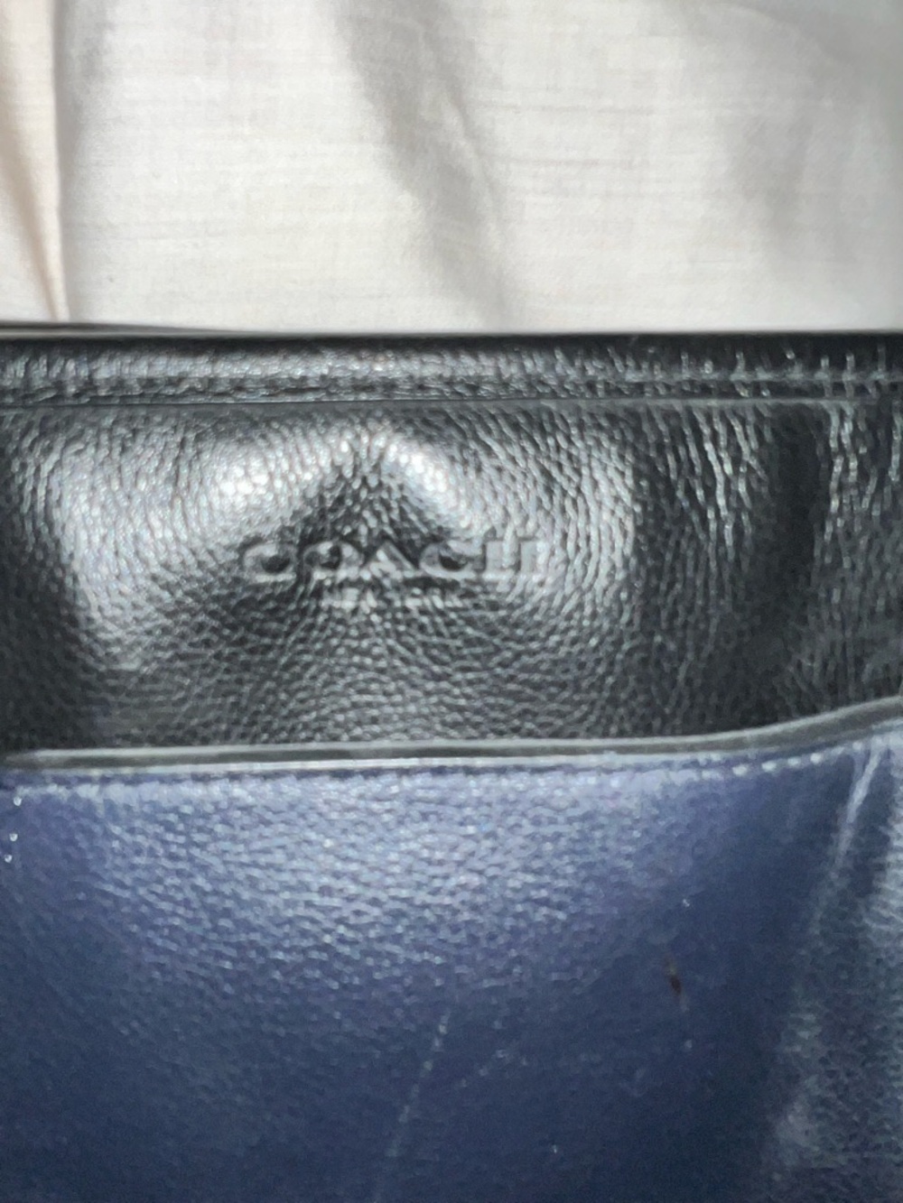 Coach Two-Tone Black and Navy Leather Womens  laptop Bag